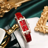 Elegant Crimson Gemstone Wrist Watch